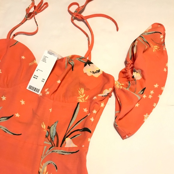 Urban Outfitters Midi Dress Coral Medium Floral - Picture 5 of 8